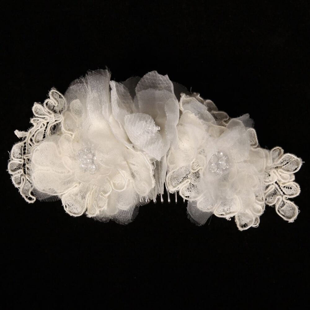 Homa Bridal 540 Ivory Lace Organza Bridal Hair Flower Comb Headpiece NEW